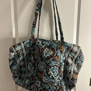 Vera Bradley Blue and Brown Quilted Tote Bag